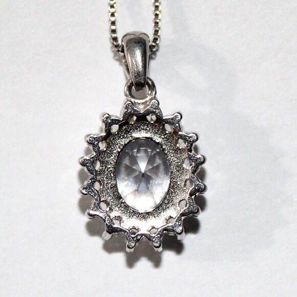 Sterling Silver Casual Cubic Zirconia Necklace 18 Inches - Picture 2 of 7